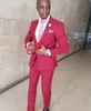 Bonito Um Botão Rosa Quente Noivo Smoking Notch Lapela Homens Ternos 2 peças Casamento / Baile / Jantar Blazer (Jaqueta + calça + gravata) W875