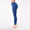 Dünne Jeans Frau Mittleren Taille Lange Feste Taste Loch Tasche Mode Lässig Denim Stretch Bleistift Hosen Jeans Mujer 3XL OY41 *