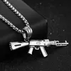 Stainless Steel Hip Hop AK47 Assault Rifle Necklace Men Punk Gold and Silver Titanium Steel Gun Necklace Jewelry47676839946987