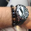 8mm Tiger Eye Nature Stone Lava Stone Buddha Beaded Accessories Armband Bangles For Men Male Strand Armband smycken grossist