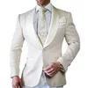 Royal Blue Butterfly Jacquard Groom Tuxedos Embossed Three-dimensional Pattern Men's Blazer 2 Piece Suits Wedding Dress Prom Clothing Multi-color optional