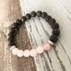 Заживление кристаллов запястье Mala Bears Tennis Bracelet Женщины Браслеты Rosequartz Volcanic Lava Yoga