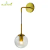 Lamp Nordic Modern LED Wall Lamp Glass Ball Bathroom Mirror Beside American Retro Wall Light Sconce Bedside Aisle Decor Lights gold