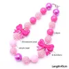 Lovely Pink Kid Chunky Necklace Princess Bow Toddler Baby Girl Bubblegum Bead Chunky Necklace Jewelry Children