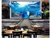 3d anpassad stor bild väggmålning tapet interiör dekoration dröm flyga ut ur havet dolphin 3d cafe restaurang bakgrundsvägg