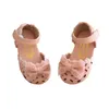 Weiß Rosa Baby Kleinkind Kleine Mädchen Säuglingsommer Bogen Prinzessin Kleid Sandalen Für Mädchen flache Hohl Sweet Leder Sandalen Schuhe