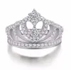 Jóias Clássicas Brand New Real 925 Sterling Prata Crown Ring Paver Branco Sapphire CZ Diamante Partido Eternidade Casamento Banda Anel Presente