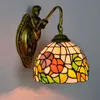 8" Tiffany Wandleuchten LED-Buntglas-Blumen Lampshade Wandlampen Wohnkultur Aisle Balkon Bar Pastoral Wandleuchten