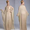 2019 Pas Cher Champagne Abaya Dubaï Caftan Islamique En Mousseline De Soie Cristal Robes De Soirée Arabe Manches Longues Robe De Bal Perlée Robes De Soirée Personnalisées