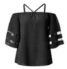 Tops-magliette sexy Nuove donne Summer Tees Black Red Short ShortS fluoroscopia da donna Wear Chiffon Gallus size S-XXL