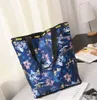 dhl100pcs女性キャンバス花柄の印刷ストレージバッグ再利用可能な環境に優しい折りたたみ式ショッピングバッグ