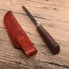 Högkvalitativ överlevnad Straight Jaktkniv VG10 Drop Point Blade Rosewood Handtag Fasta Blad Knivar med CNC Lädermantel