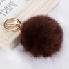 Real Rabbit Fur Ball Keychain Soft Fur Ball Lovely Gold Metal Key Chains Ball Pom Poms Plush Keychain Car Keyring Bag Earrings Accessories