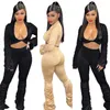 Plus Größe Frauen einfarbige Outfits Haufen Ärmel V-Ausschnitt Top + Hose 2-teiliges Set lässiger Trainingsanzug Sweatsuit Mode Jogginganzug Sportbekleidung 2255