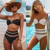 Bandeau Bikini Set Women High Waist Push-up Padded Bra Strapless Swimsuit Bandage Bikini Sets Swimwear bikinis 2020 mujer