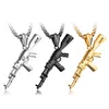 Stainless Steel Hip Hop AK47 Assault Rifle Necklace Men Punk Gold and Silver Titanium Steel Gun Necklace Jewelry47676839946987