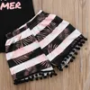 Crianças Roupas de Grife Meninas Carta Colete Tops Shorts Headband 3 PCS Define Borla Roupas de Menina Sem Mangas de Verão Crianças Roupas Atacado DHW3624