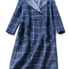 Women's Lana Blends Long Lavern Cashmere Cashmere Cappotti per le donne 2021 Autunno Giacche da donna invernali Plus Size OverCeats Navy Plaid Double Sided