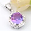 Luckyshine Fashion Pendant Bi colored Tourmaline Gems Vintage 925 Silver Women Pendant Necklace 10*10 mm With Chain Free shipping