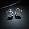 Flying Butterfly CZ Diamond Stud Earrings Luxury Designer Jewelry with Box for Pandora 925 Sterling Silver High Quality Women's Stud Earring