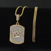Mode Mens Hip Hop Ketting Sieraden 2018 Nieuwe Iced Out Dog Tag Hanger Ketting Gold Box Chain