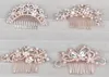 Rose Gold Pearl Hair Comb Crystal Flower Fjäril