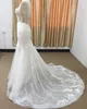 Boheemse zeemeermin luxe trouwjurken tule kant applique peren kralen pailletten formele jurk strapless lace up sweep trein bruidsjurken