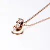 Luxury jewelry designer 18K rose gold necklace and pendant stainless steel Roma Number double pendant fashion jewelry232m