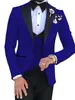 Slim Fit White Groom Tuxedos Black Peak Lapel Groomsman Bröllop 3 Piece Suit Fashion Men Business Prom Jacka Blazer (Jacka + Byxor + Tie + Vest)