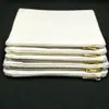 55 Stück/Lot weiße 12-Unzen-Kosmetiktasche aus Baumwoll-Canvas mit Innenfutter, hochwertige Kosmetiktasche mit goldenem Reißverschluss