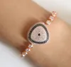 Wholesale-plated micro pave multi color cz nano turquoise evil eye cz tennis bracelet luxury european women girl gift jewelry