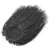 Coda di cavallo riccia afro crespo per le donne nere Capelli remy nere naturali 1 pezzo di clip in ponytails Estensioni dei capelli umani con coulisse 100%