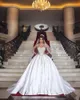 Luxe Bling Dubaï Arabe Princesse Robes De Mariée Perles Paillettes Chérie Dos Nu Pays Robe De Mariée Avec Voiles Assortis Robes De Mariée