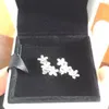 Partihandel-Silver CZ Diamantblommor Stud Örhängen Original Box Set för Pandora 925 Snö Örhängen Kvinnor Tjejer Gift Smycken