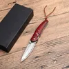 Coltello pieghevole tascabile piccolo Damasco VG10-Lama a goccia in acciaio damasco Manico in palissandro Coltelli regalo con ingranaggio EDC