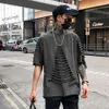 Рваные футболки мужские панк-рок Rave футболка психоделический хип-хоп Street Camisa Swag Rasgados винтажный рэп мужская одежда Baggy Dx533 J12938