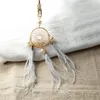 Pearl Feather Key Chains Holder Dreamcatcher Pendants Bil Keychain Nyckelringar för tjejer Kvinnor Väska Hängande Fashion Charm Key Rings Tillbehör