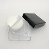 正方形4グリッド4色プラスチックの空の粉末ケース、顔の粉のメイクアップコンテナ赤面化粧品ケースボックス、蓋とパフ、ブラック/クリア