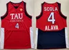 Luis Scola # 4 Tau Ceramica Retro Koszykówka Koszulki Męskie Zszyte Niestandardowe Numer Numer