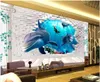3d foto tapet anpassade 3d väggmålningar tapet 3d undervattensvärld delfin vardagsrum TV bakgrunds vägg dekorativ målning
