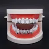 Hip Hop Hollow Dentes Grillz Set para Mens Top Bottom Faux Dental Denty Grills Mulheres Hiphop Rapper Corpo Jóias Presente