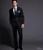 Nouveau Design personnalisé deux boutons noir marié Tuxedos cran revers meilleur homme garçons d'honneur hommes costumes de mariage marié (veste + pantalon + cravate) 1431