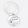 Memorial Round Jewelry Engraved A Piece Of My Heart Lives In Heaven Keychain Loss Loved One Hand Stamped Stainless Steel Keyfobs