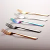 Portable Dessert Fork Lunch Dinnerware Set 5 Pcs/Set Stainless Steel Western Steak Cutlery Knife Spoon Set Travel Colorful BH1527 TQQ