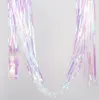 Wholesale party backdrop Wedding room decoration Foil Curtains 1Mwide and 1M long Colorful transparent rain-silk curtain tassels WQ63