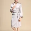 Homens 2019 Primavera Faux Silk Satin Dormindo Robe Spring Sleep Vestido New Homens Roupão Homewear Sexy Nightwear Pijamas Plus Tamanho 5XL