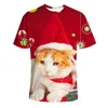 패션 3D T 셔츠 인쇄 동물 고양이 남자의 여자 tshirt 애니메이션 짧은 소매 티스 오 넥 탑 만화 tshirt 231 크리스마스 선물