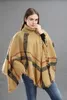 All'ingrosso-Donna Plaid Mantello Autunno Inverno Scialle Collo alto Maglione Sciarpa Batwing Nappe Poncho Per ragazza capo lavorato a maglia outwear