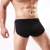 Boxer en soie glacée pour hommes, sous-vêtement fendu confortable, Sexy, Ultra-mince, transparent, décontracté, taille élastique, sous-vêtements de nuit