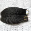 yaki cabello humano recto rizado Extensiones de cabello con cinta recta 40 piezas Cinta yaki gruesa en el cabello En adhesivos PU Trama de piel Invisible 40pcs